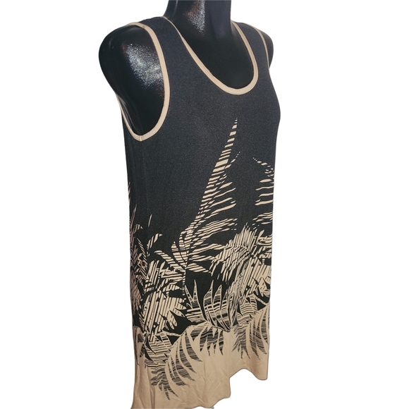 Soma Black and Tan Sleeveless Tropical Print Dress S - Picture 2 of 6